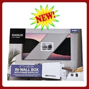 Sanus‎ SA-IWB9KIT-W1 9" TV Media In-Wall Box with Power Supply Kit White New